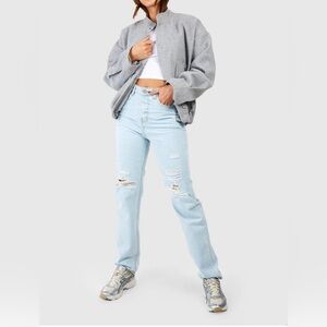Tall High Waisted Distressed Ripped
Straight Leg Jean
